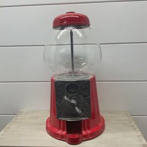 Carousel Vintage Red Metal Glass Globe Gumball Machine Candy Dispenser 11.5 Inch